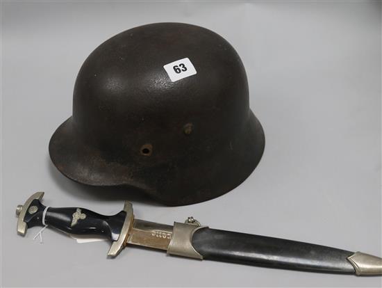 A WWII German helmet and a later German dagger
